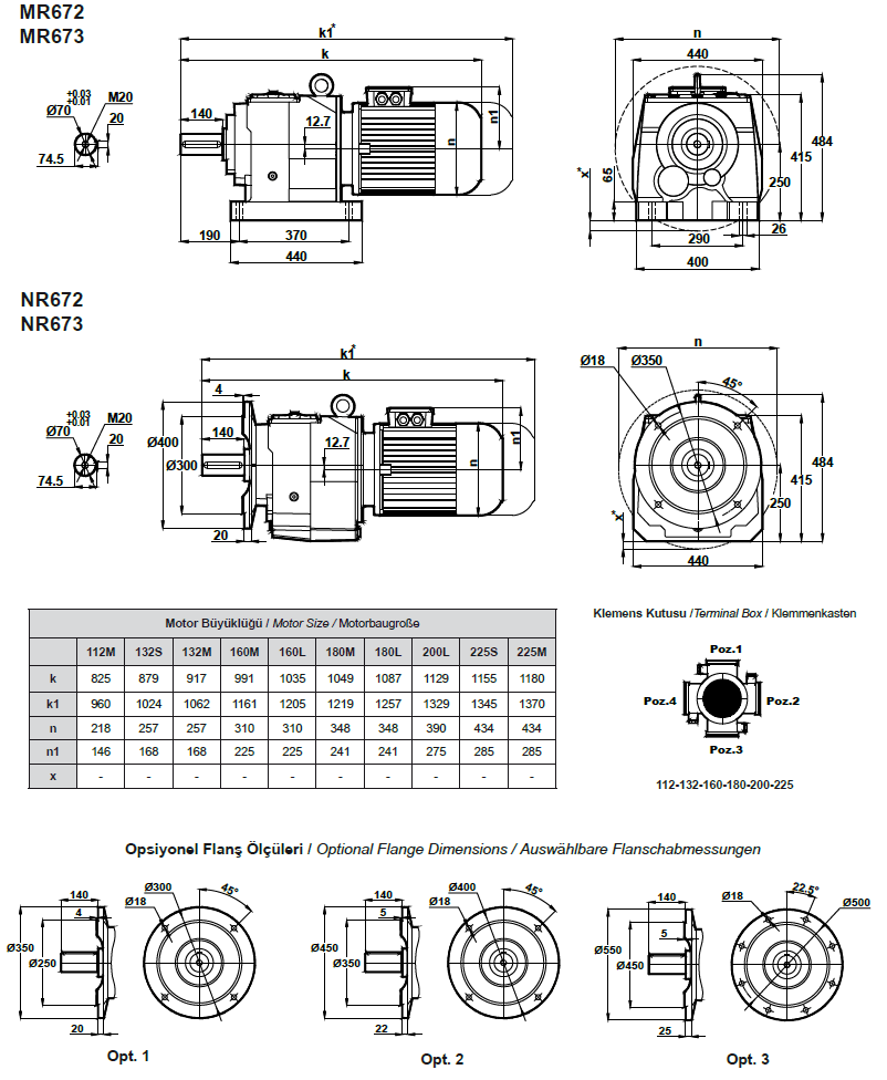 Габаритные и присоединительные размеры MR672, MR673 (MRF672, MRF673)