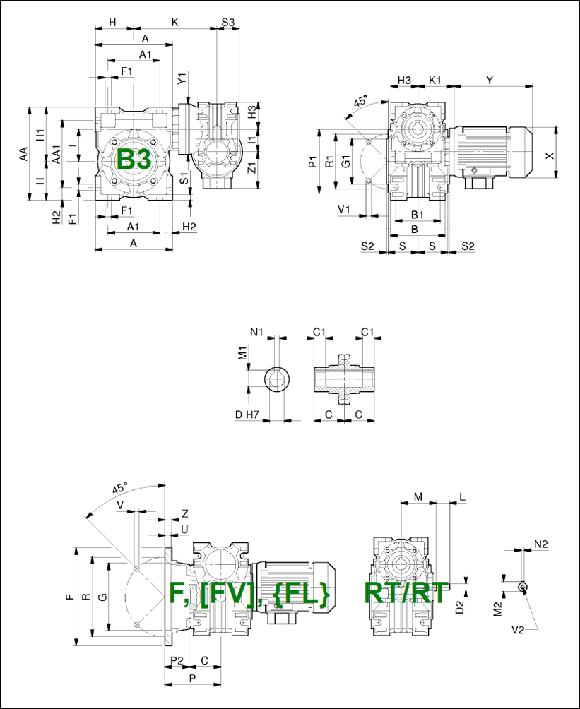 Габаритные и присоединительные размеры SRT-RT